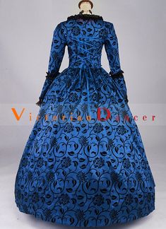 Renaissance Blue Gothic Fantasy Brocade Dress Steampunk Ball Gown Theatre Costume     Condition: Brand New   Color: Wine Red / Blue /Green / Purple   Material: Brocade And Satins   Silhouette: Ball Gown   Sleeve Length: Long Sleeve   Dresses Length:Floor-Length   Neckline: Square Collar   Decoration: Ruffles   Style: Vintage   Includes: Dress + Neck Brand     Whether you amp;#39;re looking for a Revolutionary,Regency,Early Victorian,Pioneer Women,Old West,Civil War Era,Polonaise Sets,Bustle Eras Victorian Wedding Dresses, Dresses Historical, Edwardian Era Dress, Period Dresses, Gothic Victorian Dresses, Victorian Wedding Dress, Steampunk Dress, Period Dress, Dress Neck