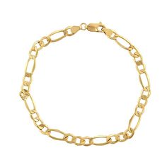 "Crafted from 10k gold, this figaro chain bracelet adds sophisticated style to any ensemble. Crafted from 10k gold, this figaro chain bracelet adds sophisticated style to any ensemble. Clasp: lobster claw Metal: 10k gold Finish: polished Packaging: boxed Please note, due to the high value of this item, a signature may be required upon delivery. Size: 8.5"". Color: Yellow. Gender: male. Age Group: adult. Material: 10 Kt Gold." Gold Figaro Chain, Jordan Blue, Figaro Chain Necklace, Figaro Chains, Figaro Chain, 10k Gold, Sophisticated Style, Lobster Claw, Gold Finish