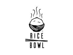 rice bowl logo with chopsticks in the bottom right hand corner and rice on top