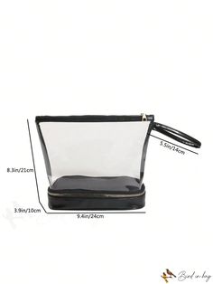 BirdinBag - Stadium-approved Clear PVC Bucket Bag: Stylish, Transparent and Perfect for Daily Use and Events Handheld Zipper Pouch Bag For Personal Use, Personal Use Handheld Zipper Bag, Black Handheld Pouch For Travel, Rectangular Black Pouch For Personal Use, Black Bag With Removable Pouch For Personal Use, Portable Square Travel Pouch, Black Tote Bag For Personal Use, Black Bags For Personal Use, Handheld Bags With Removable Pouch For Personal Use