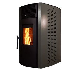 a black stove with flames in it on a white background