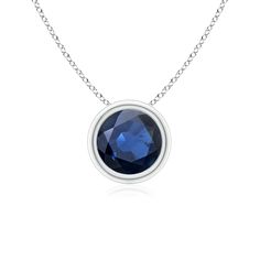 This classic solitaire sapphire pendant's beautiful design makes the center stone appear like it's floating on the chain. The radiant blue gem is secured in a bezel setting. Crafted in 18k white gold, this round sapphire pendant is simple yet gorgeous. Round Sapphire, Sapphire Solitaire, Sapphire Pendant, Blue Gems, Solitaire Pendant, Bezel Setting, Blue Sapphire, Beautiful Design, Floating