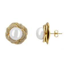 These exquisite earrings showcase a flower design with petals sparkling with intricate zirconia detailing. At the centre sits a classic pearl, perfect for brides who wish to blend traditional elegance with modern style on their special day. Pearls have always symbolized class and elegance, tracing back to ancient times when they were thought to bring luck and good fortune to the wearer. This timeless symbolism makes pearl jewellery a wonderful gift for engagements, weddings, or any special occas Stud Earrings Gold, August Birthstone Jewelry, July Birthstone Jewelry, Pearl Jewellery, Jewelry Ring Box, Pearl Jewellery Earrings, Men's Jewelry Rings, August Birth Stone, Evil Eye Jewelry