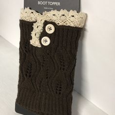 Brown With Lace Boot Topper Leg Warmers Brand New! Nice Dark Brown With Lace And Button Accents Approx 8” In Height Very Soft By Rampage Brown Leg Warmers, Lace Leg Warmers, Knitted Boot Cuffs, Thrift Inspo, Boot Toppers, Water Drip, Footless Tights, Leg Warmer, Easy A