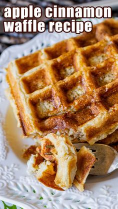 apple cinnamon waffle recipe on a white plate