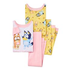 Bluey And Bingo 4-Piece Pajama Set. Size 4t. New With Tag. Includes: 2 Pajama Pants With Stretch Waist. 2 Long Sleeve Sleep Shirts. Lightweight. Snug Fit. 100% Cotton, Machine Wash, Tumble Dry. Ships Fast With Care. Non-Smoking, Pet-Free. Top Rated Seller Since 2017. Fun Cotton Sleep Sets, Playful Sets With Cartoon Print For Sleepovers, Playful Sets With Cartoon Print For Sleepover, Fun Cotton Sleepwear Set, Yellow Cotton Sleepwear With Cartoon Print, Playful Cartoon Print Sets For Sleepovers, Playful Cartoon Print Sets For Sleepover, Yellow Long Sleeve Sets For Sleepover, Yellow Long Sleeve Sleepover Set