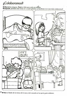 a coloring book with pictures of children in the room