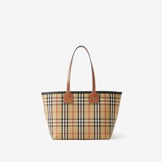 Small London Tote Bag in Briar Brown/black - Women | Burberry® Official Horse Tote Bag, Canvas Leather Tote Bag, Burberry Tote, Luxury Tote Bags, Canvas Leather Tote, Brown Tote, White Tote, Tote Bag Leather, Pocket Bag