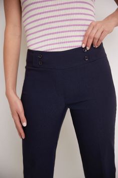 Do you sometimes wish you could enjoy the summers in a casual look, but think it may not be dressy enough for the office? These dressy straight leg capris are made just for you. They are roomy and comfortable enough to feel the soft breezes, and elegant enough to pair up with all your formal tops. Their chic details such as the pressed leg and nautical-inspired buttons add flair to your outfits, making them a summer must-have. Contoured waistband and back darts for perfect fit Tonal buttons at t Bolero Cardigan, Bolero Dress, Formal Tops, Classic Pants, Loungewear Shorts, Business Dresses, Casual Look, Black Charcoal, Short Tops