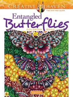 an adult coloring book with butterflies and flowers