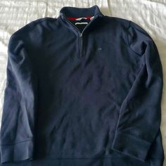 Like New, Never Worn. Navy Half-zip Casual Sweatshirt, Casual Navy Half-zip Sweatshirt, Black Half-zip Casual Sweatshirt, Black Casual Half-zip Sweatshirt, Casual Black Half-zip Sweatshirt, Casual Black Half-zip Top, Calvin Klein Casual Crew Neck Sweater, Calvin Klein Black Long Sleeve Tops, Casual Calvin Klein Crew Neck Sweater