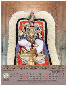 a calendar with an image of the hindu god