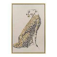 a painting of a cheetah sitting on top of it's back legs