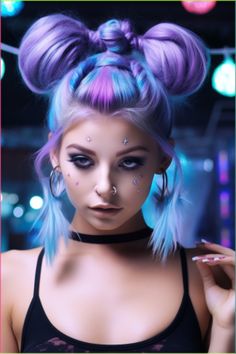 When you wear ethereal blue and purple space buns, your hair assumes a fun-loving young beauty. These meld into a colorful range of rainbow shades that are predominantly blue and purple. Click here to check out more why holographic hair is trending and will amaze you. Easy Hair Hacks, Long Hair Color Ideas, Ethereal Blue, 2024 Hair Color, Holographic Hair, Purple Space, Awesome Hairstyles, Galaxy Hair