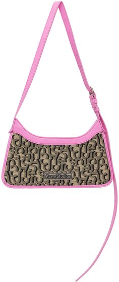 Nylon-blend damask shoulder bag in beige and pink. · Jacquard logo pattern and calfskin trim throughout · Adjustable shoulder strap · Antiqued silver-tone logo plaque at face · Accordion panel at sides · Detachable mirror at back face · Card slot at back face · Zip closure · Card slot at interior · Buffed faux-leather lining · H5.5 x W12 x D1 Supplier color: Beige/Pink Pink Formal Bag With Logo Hardware, Formal Pink Bag With Logo Hardware, Pink Shoulder Bag With Logo Hardware For Everyday Use, Pink Shoulder Bag With Logo Hardware, Trendy Pink Bags With Logo Hardware, Trendy Pink Shoulder Bag With Logo Hardware, Beige Rectangular Shoulder Bag With Logo Hardware, Pink Shoulder Bag With Logo Hardware For Travel, Chic Beige Shoulder Bag With Logo Hardware