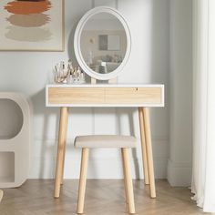 【Vanity Desk with Mirror and Lights】 : This makeup vanity has a 3 different brightness light.Simply touch the mirror and adjust it to your needs. Make your make-up look more sophisticated and elegant every time. Dressing Table For Small Space, Bedroom Vanity Desk, Dressing Table Vanity