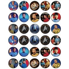 the star trek badges are arranged in rows