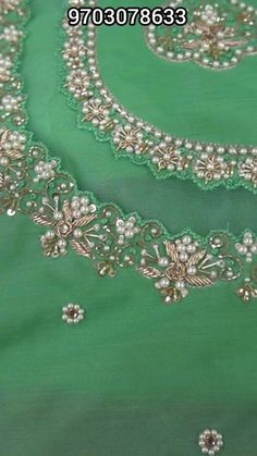 Green Blouse Designs, Blouse Works, Maggam Works, Handwork Embroidery Design, Maggam Work, Hand Embroidery Design Patterns