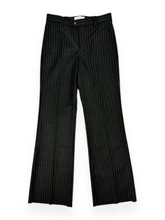 The Flared Tailored Trousers in Black Pinstripe from Midnight Rodeo Details Pinstripe Pattern Flared Leg Opening Machine Washable 32% Wool, 50% Tencel, 16% Viscose, 2% Spandex Made in China Midnight Rodeo, Pinstripe Pattern, Tailored Trousers, Mens Trousers, Rodeo, Casual Pants, Trousers, Spandex, China