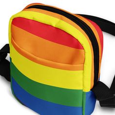 Get ready to sling this Rainbow Crossbody Bag wherever you go! Its sturdy design and adjustable straps make it perfect for everyday use, hiking, and festivals. Plus, with two spacious pockets, you'll have room for all your essentials. Talk about stylish and practical! 100% polyester Fabric weight: 9.91 oz./yd.² (336 g/m²) Bag size: 5.7″ × 7.7″ × 2″ (14.5 cm × 19.5 cm × 5 cm) Water-resistant and durable Sturdy fabric with a fusible backing to add firmness Outside and inside pockets Adjustable strap Two-way zipper This product is made especially for you as soon as you place an order, which is why it takes us a bit longer to deliver it to you. Making products on demand instead of in bulk helps reduce overproduction, so thank you for making thoughtful purchasing decisions! Functional Multicolor Shoulder Bag For Outdoor Activities, Outdoor Crossbody Bag With Adjustable Strap, Functional Multicolor Crossbody Shoulder Bag, Crossbody Bag With Adjustable Strap For Outdoor Activities, Adjustable Strap Crossbody Bag For Outdoor Activities, Rainbow Crossbody Bag For Everyday Use, Rainbow Bags With Adjustable Strap For Everyday Use, Rainbow Crossbody Shoulder Bag For Everyday Use, Multicolor Bags With Cell Phone Pocket For Outdoor Activities