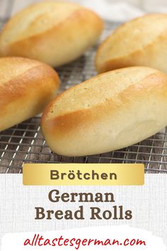 Brötchen aka German bread rolls on a cooling rack. Brotchen Recipe, Holiday Breads, Recipe For Bread, German Bakery, Biscuit Rolls