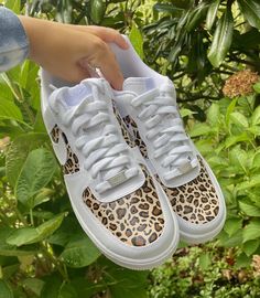 Sneakers by Nike. Designs painted by DJ ZO Designs Cheetah animal print hand-painted on toe boxes and midsections SIZE & FIT Nike Kid's Shoe Size Chart Cheetah Nikes, Nike Kids Shoes, Shoe Size Chart Kids, Nike Shoe, Cheetah Animal, Cute Nike Shoes, Cute Nikes, Nike Kids, Nike Shoes Women