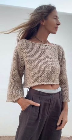 Beige alpaca sweater, crop top, a blend of pima cotton, alpaca and wool custom colours and sizes English Knitting, Beige Crop Tops, Crop Pullover, Handmade Knitwear, Cropped Pullover, Alpaca Sweater, Sweater Crop, Wool Handmade, Hand Knitted Sweaters