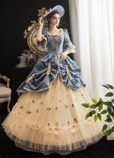 Rococo Baroque Marie Antoinette Ball Gown Dresses 18th Century Period Victorian Dress For Women Victorian Dress Gown, Masquerade Party Dresses, Victorian Ball Gowns, Gothic Victorian Dresses, Gaun Abad Pertengahan, Baroque Dress, Rococo Dress, Antoinette Dress, Victorian Gown