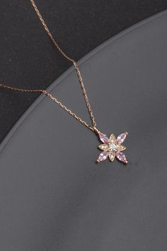 Elegant and shiny, our hope flower necklace will look amazing on you. This is a timeless design and it could be worn on any occaisons. It is chic and very stylish. You can be sure you will attract all the looks around you :)   Hypo-allergenic, lightweight and minimalist.  That jewelry would also make a perfect gift for women 💖🎁 💫Listing is for 1 necklace. 💎Made with 925 sterling silver and plated 14K rose gold with Zircon gem stones. Necklace has the 925 Sterling Silver stamp on it. ✨Ideally Cheap Rose Gold Flower Shaped Necklace, Hope Flower, Turkish Jewelry, Rose Gold Necklace, Silver Rose Gold, Stylish Gifts, Flower Necklace, Silver Roses, Engagement Gifts