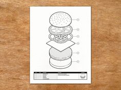 a drawing of hamburgers stacked on top of each other with instructions to make them