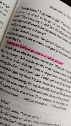 an open book with pink highlight on the page and some words in it that say i don't know what they are