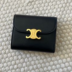 Used A Few Times, Celine Triomphe Small Flap Wallet Elegant Bifold Wallet With Gold-tone Logo Plaque, Elegant Everyday Wallets With Gold-tone Logo Plaque, Elegant Tan Evening Wallet, Celine Triomphe, Celine Wallet, Celine Bags, Mini Wallet, Wallets For Women, Limited Time