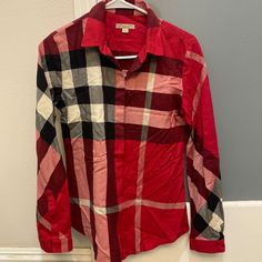 Authentic Red Check Burberry Button Down Shirt In Excellent Condition. All Buttons In Tact. Worn A Couple Of Times. Open To Reasonable Offers. Burberry Tops, Red Color, Button Downs, Button Up Shirts, Button Up, Burberry, Button Down Shirt, Black And Red, Womens Tops