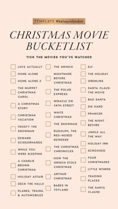 the christmas movie bucket list is shown