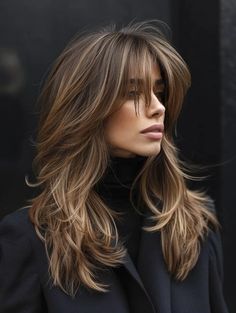 Long Swoopy Layers, Long Shag Haircut Fine Hair Over 50, Grown Out Shag Haircut, Butterfly Shag Haircut, Longer Bob, Curly To Straight Hair, Bang Hairstyles, Layered Thick Hair, Long Shag Haircut