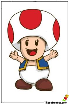 an image of a cartoon character with a mushroom on it's head and hands in the air