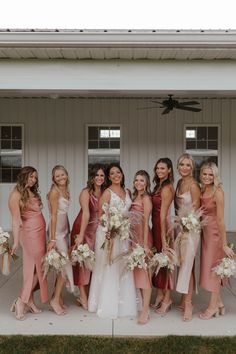 Pink mismatches Bridesmaid dress Aesthetic Wedding Bridesmaid Dresses, Blush Tones Bridesmaid Dresses, Bridesmaid Light Pink Dresses, Bridesmade Dress Ideas, Rustic Pink Bridesmaid Dresses, Rusty Pink Bridesmaid Dresses, Blush Wedding Dress With Bridesmaids, Different Dresses Bridesmaids, June Wedding Colors Bridesmaid Dress