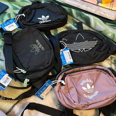 Adidas Belt Bags $30 Each Adidas Belt Bag, Adidas Bags, Pink Belt, Adidas Trefoil, Cross Bag, Pink Adidas, Waist Pack, Clear Bags, Blue Adidas