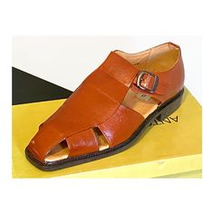 Antonio Cerrelli 6361 Mens Cognac Sandals By Activewearhub Classic Brown Closed Toe Sandals, Classic Leather Shoes With Leather Sole For Summer, Summer Formal Leather Shoes With Stitched Sole, Classic Summer Leather Shoes With Removable Insole, Business Sandals With Leather Sole For Summer, Brown Open Toe Leather Shoes For Formal Occasions, Summer Business Sandals, Classic Business Sandals With Round Toe, Classic Formal Sandals With Leather Footbed