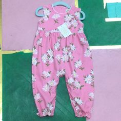 Nwt Tbbc Sleeveless Rebecca Romper In Darien Daisies Beaufort Bonnet Company, Beaufort Bonnet, Pink And Green, Daisy, Rompers, One Piece, Green, Pink, Color