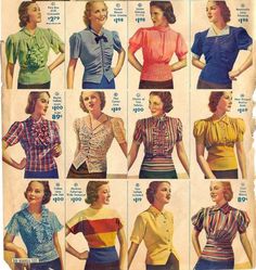 1940s Catalog, 1930s Life, 40s Blouse, 1930s Fashion Women, 1940s Blouse, Vintage Fashion 1930s, 1930 Fashion, 30s Fashion, Cary Grant