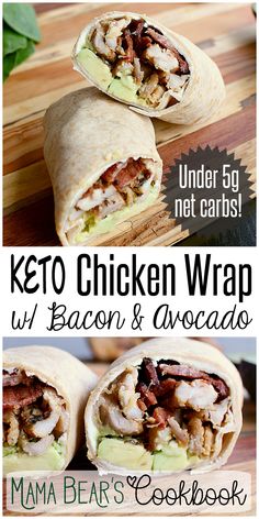 keto chicken wrap with bacon and avocado