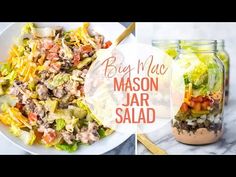 mason jar salad recipe with dressing in it