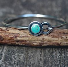 Rustic turquoise bracelet / sterling silver bangle bracelet / gift for her / silver bangle / stackin Handmade Round Bangle For Everyday, Everyday Handmade Bangle, Bohemian Sterling Silver Stackable Bangle, Handmade Bohemian Sterling Silver Bangle Bracelet, Handmade Bohemian Sterling Silver Bangle, Everyday Handmade Sterling Silver Bangle Bracelet, Turquoise Bangle For Everyday Wear, Everyday Bohemian Bracelet Bangle, Everyday Turquoise Bangle Jewelry