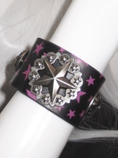 This exquisite piece showcases a delicate star pattern, beautifully complemented by metallic decorations featuring crosses and star-shaped charms. Designed for those who love to blend celestial elegance with a touch of gothic flair, this bracelet is perfect for adding a unique touch to any outfit. Whether you're dressing up for a special occasion or looking to enhance your everyday style, this bracelet is a versatile addition to your jewelry collection.  Please note, the price includes one brace Scene Bracelet, Gothic Items, Alt Accessories, Scene Jewelry, Gothic Bag, Steampunk Fashion Male, Punk Accessories, Black Punks, Punk Vintage