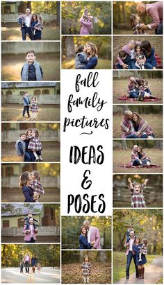 a collage of photos with the words fall family pictures ideas and poses