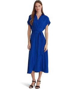 LAUREN Ralph Lauren Belted Crepe Dress | Zappos.com Crepe Dress, Ralph Lauren Womens, Navy Pink, Belts For Women, Lauren Ralph Lauren, Product Reviews, Cocktail Party, Pullover Styling, Dress Skirt