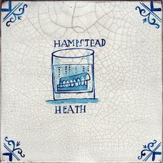 a tile with the words hamstead heath on it and an image of a toothbrush