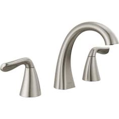 two handle bathroom faucet with side sprayer in brushed stainless finish by american standard