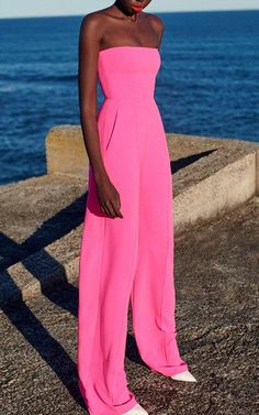 Womens Summer Jumpsuits, Wide Leg Jumpsuits, Catty Noir, Jumpsuit Chic, Alex Perry, Backless Jumpsuit, Pink Jumpsuit, Strapless Jumpsuit, Bodysuit Fashion